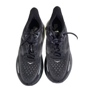 Hoka Clifton 9 running shoes black and white colorway size 7.5B